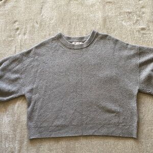 Spiritual Gangster Gray Crew Neck Sweater Size Small Short Dolman Sleeve